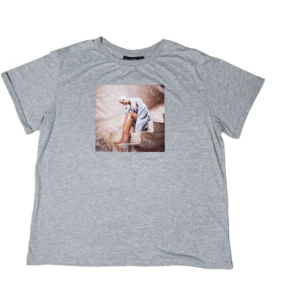 Primark Ariana Grande grey graphic tee shirt size large cotton blend concert - Picture 2 of 9